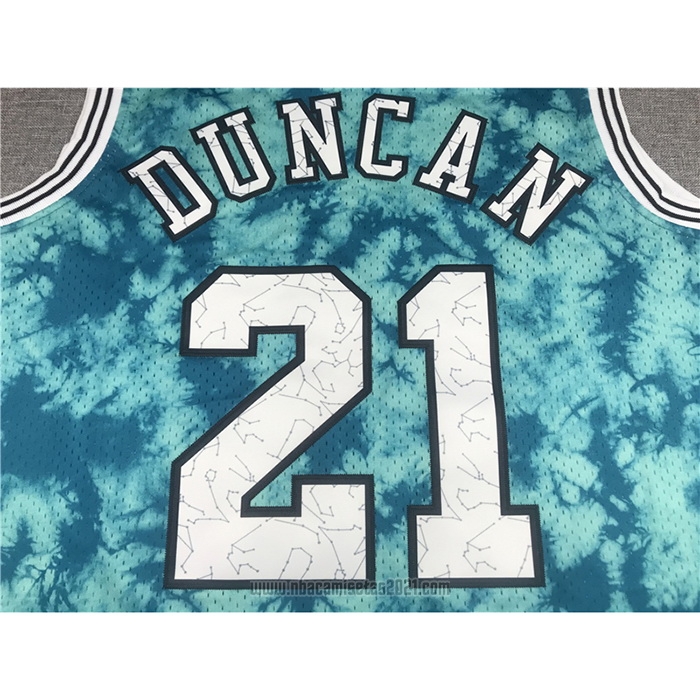 Camiseta San Antonio Spurs Tim Duncan #21 Galaxy Verde